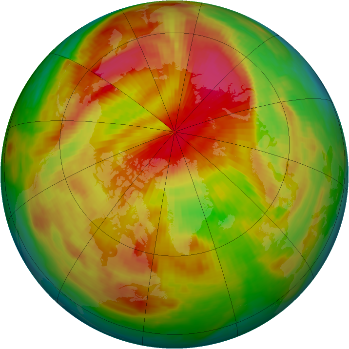 Arctic ozone map for 25 April 1988